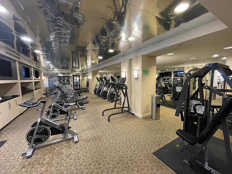Gym and locker room.