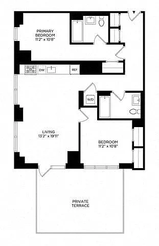 Floor plan 2AG Penthouse w/ Terrace West