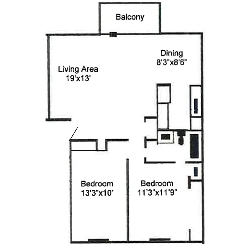 Floor plan 2 Bedroom B