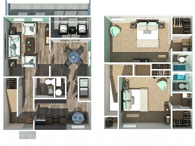 Floor plan 2 Bedroom 2.5 Bath Townhome