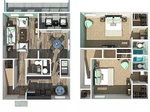 Floor plan 2 Bedroom 2.5 Bath Townhome