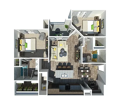 Floor plan The Lexie 2 bedroom 2 bathroom