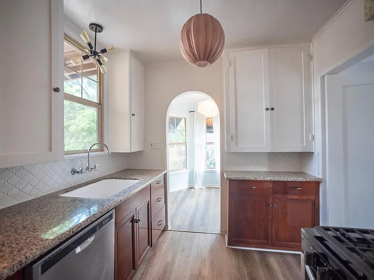 View of kitchen from hall doorway