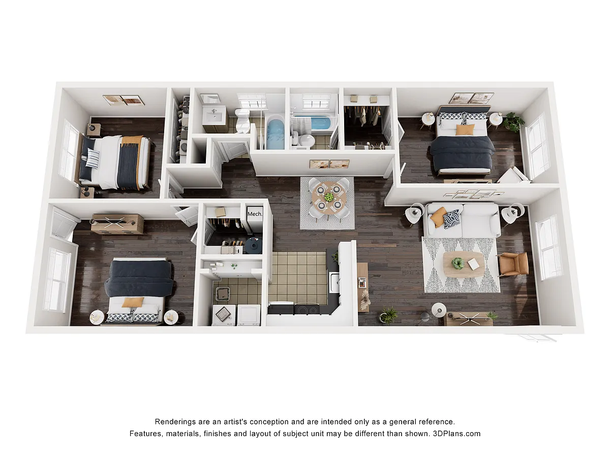 Floor plan 2C1 | 3 Bed | 2 Bath