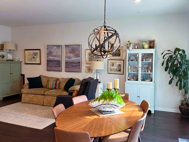 Open floor plan on the main floor. The kitchen flows into the dining and seating areas