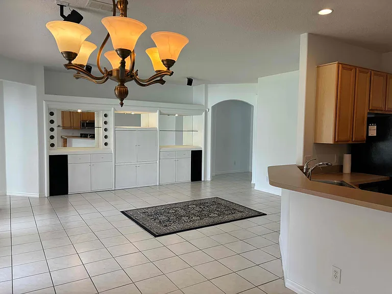 Spacious family room with custom-made built-in