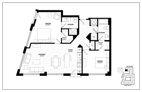 Floor plan 2 Bed 2 Bath C08