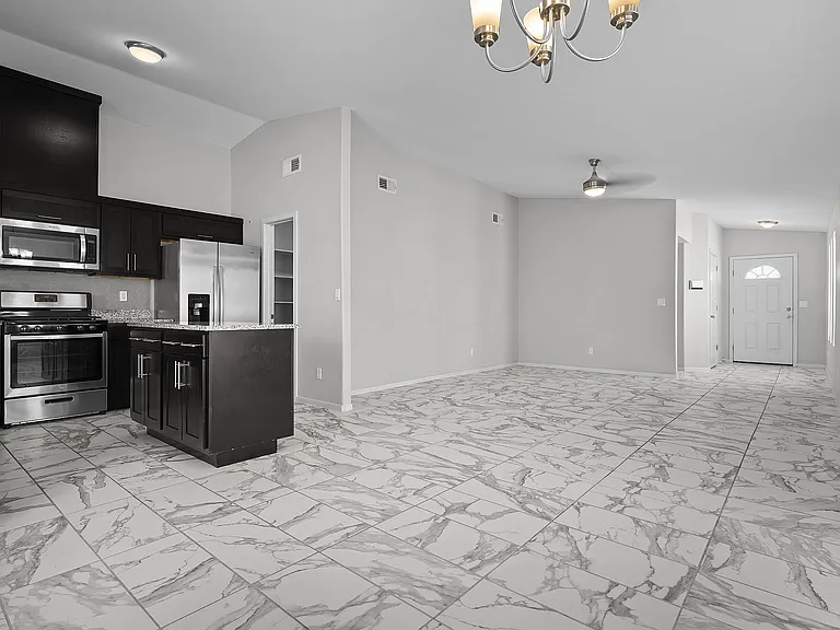Dining room and kitchen