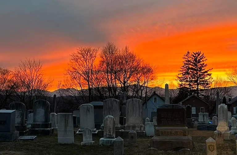 Take a stroll at sunset with this incredible view over the Catskill Mountains!