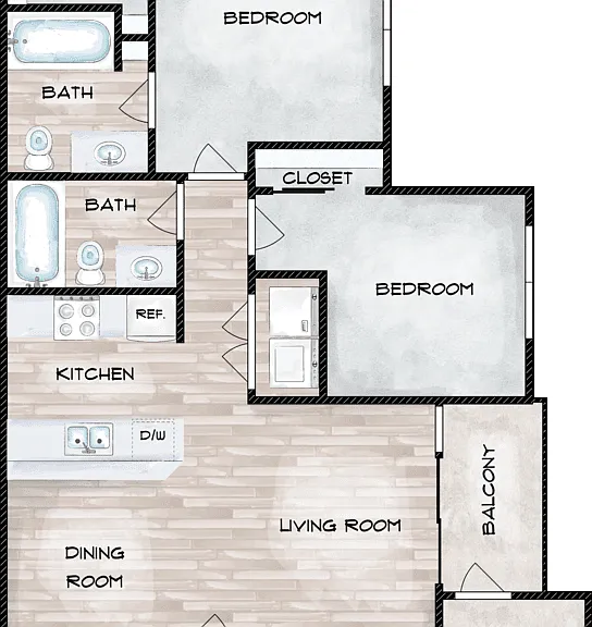 B1 2x2 Floorplan Diagram