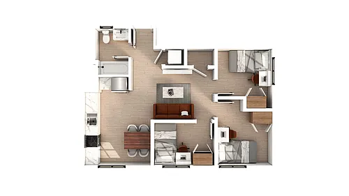 Floor plan 3 Bedroom | 1 Bath