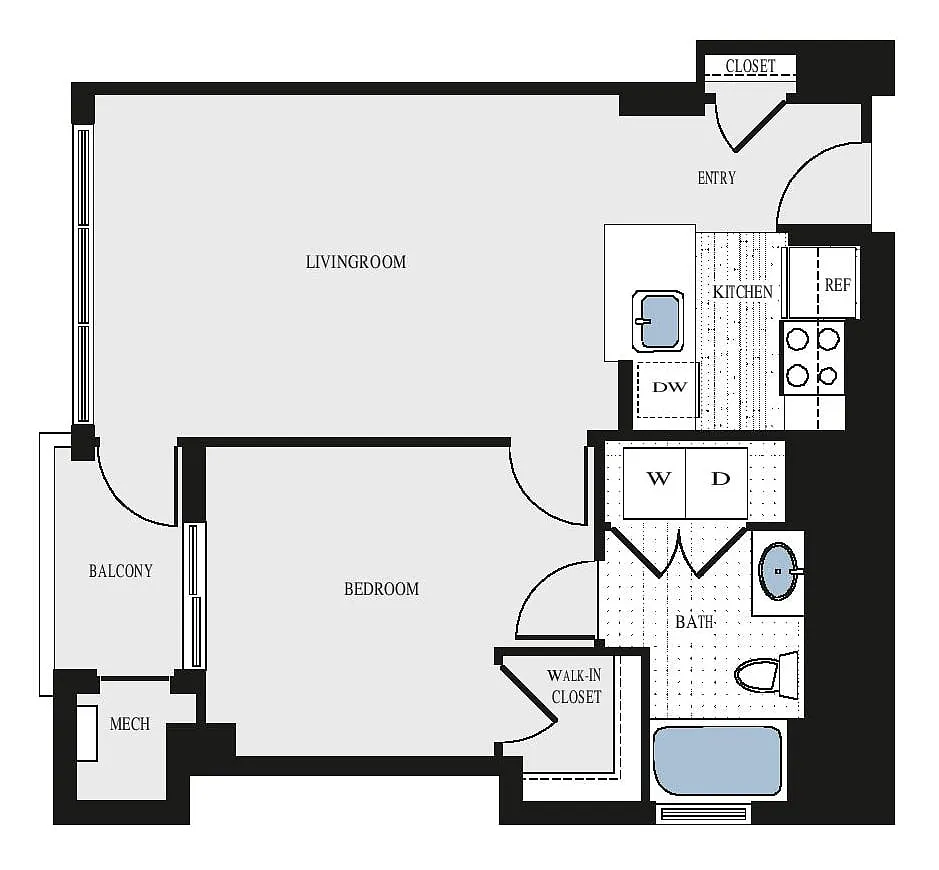 Floor plan 1 Bed/1 Bath - aaj3