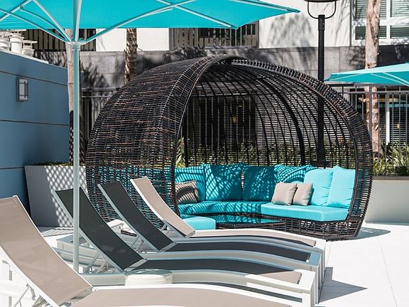 Pool Side Lounge ; Elan Huntington Beach ; Luxury Apartments Huntington Beach CA