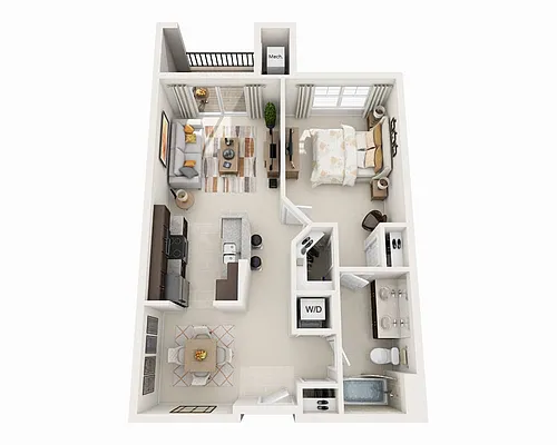 Floor plan One Bedroom A1B