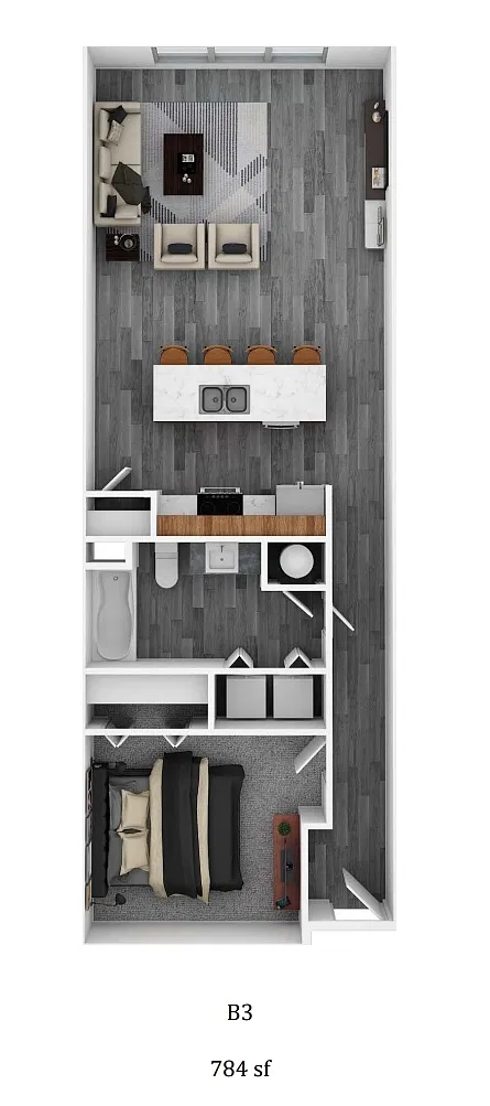 Floor plan B3 - 1 bedroom