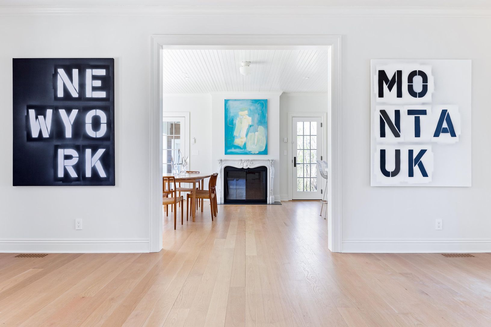 view from living room to kitchen