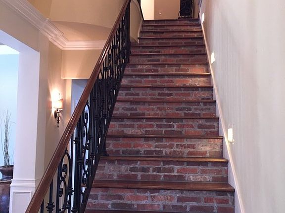 Brick and wood staircase