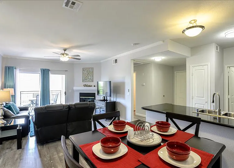 Living Room, Dining Room and Kitchen in open floor plan