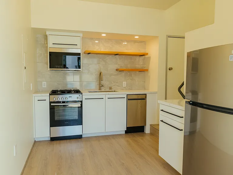 Full view of the kitchen from the patio.