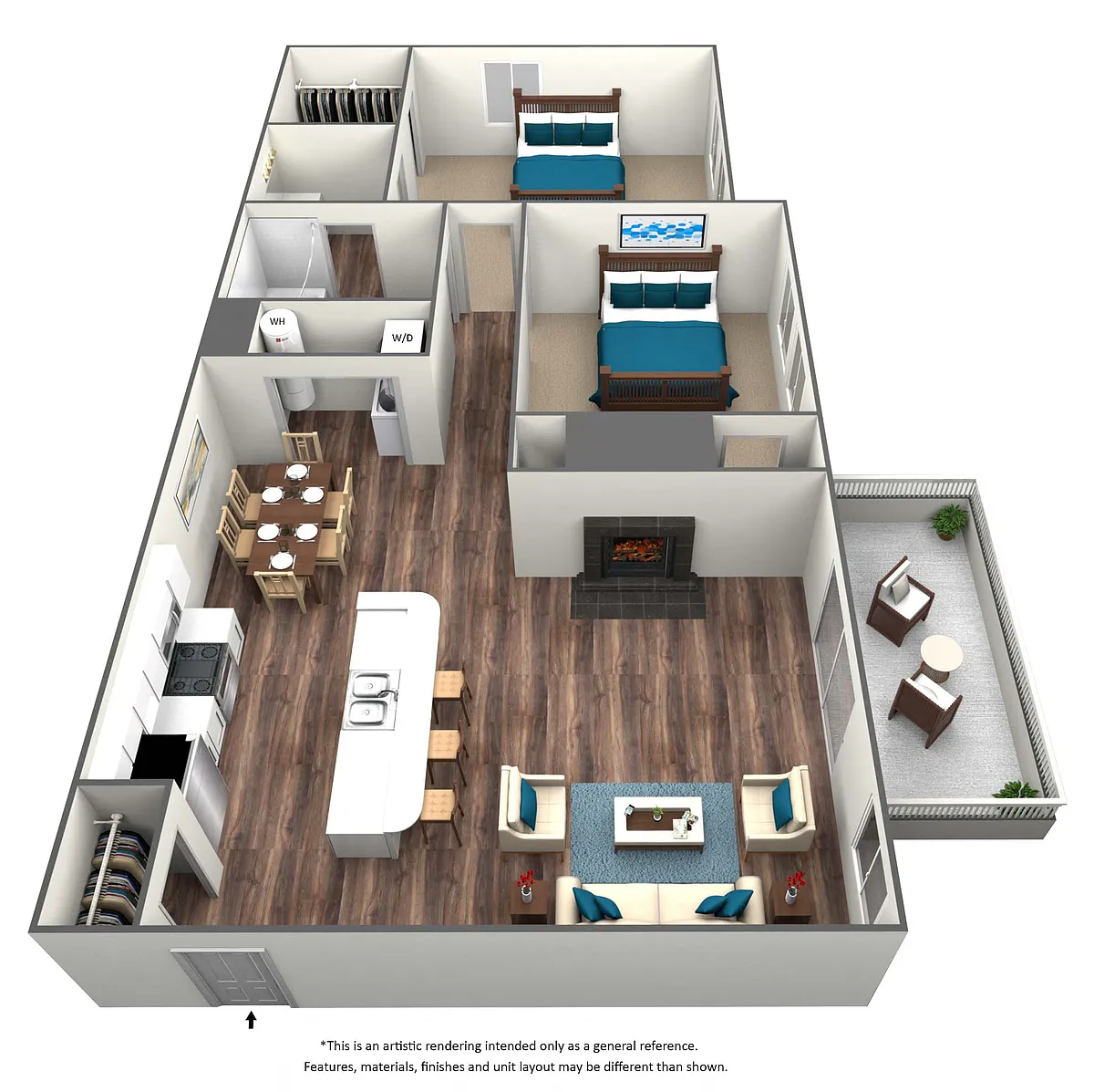 Floor plan 2 Bed 1.5 Bath