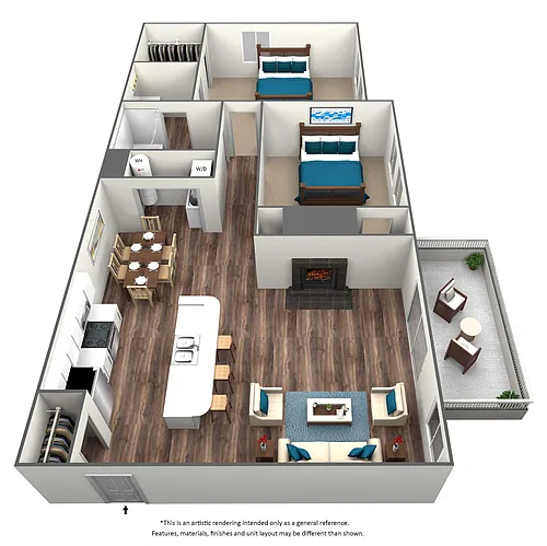 Floor plan 2 Bed 1.5 Bath