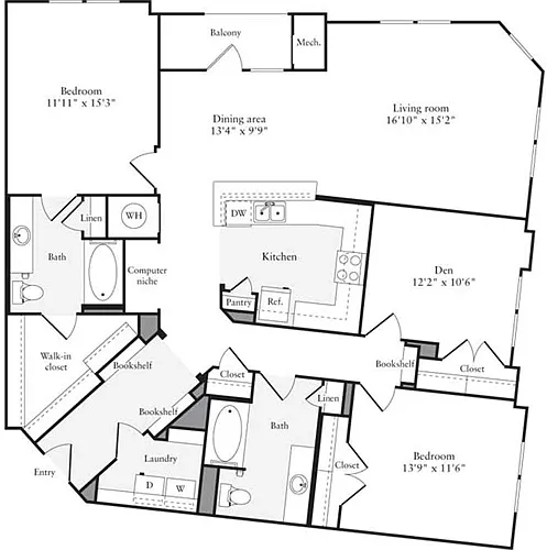 Floor plan 2 Bedrooms M