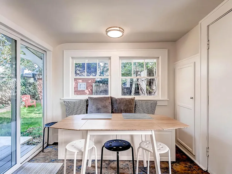 Nosh Breakfast in the Kitchen Nook that Overlooks Fenced in