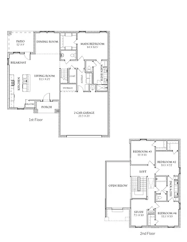 Floor plan 4 Bedrooms and 2 bathrooms