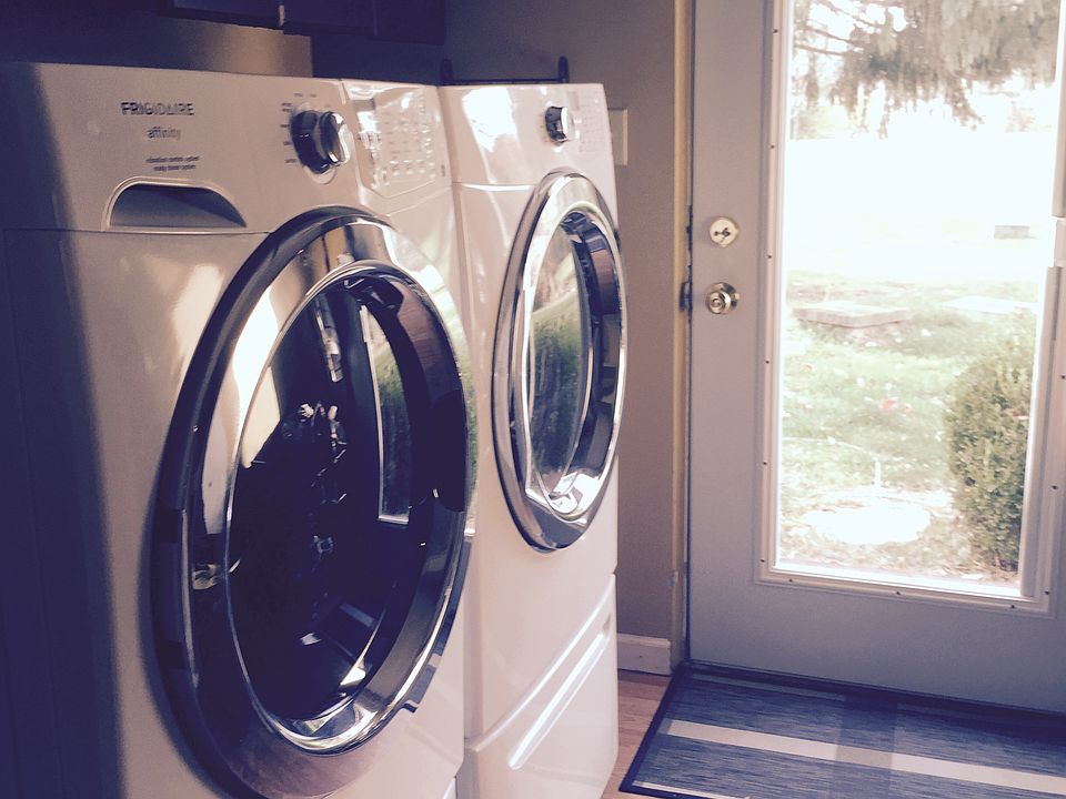 Laundry area at backdoor.