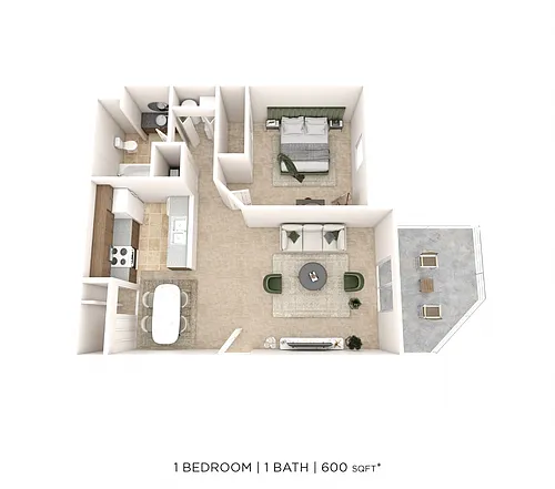 Floor plan One Bedroom - 600 sqft