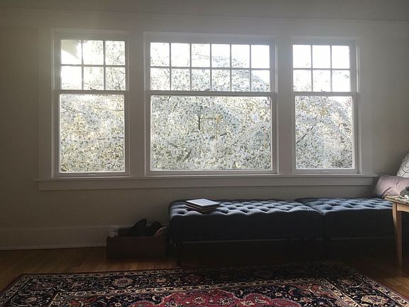 living room view in the spring