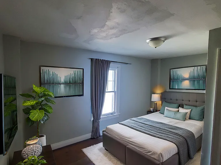 Studio bedroom staged