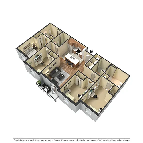 Floor plan Rent 2 bedrooms within 4 bedroom apartment