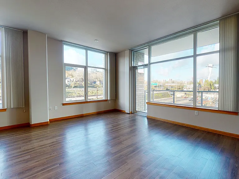 Apartment Living Room with Wood-Style Flooring.
