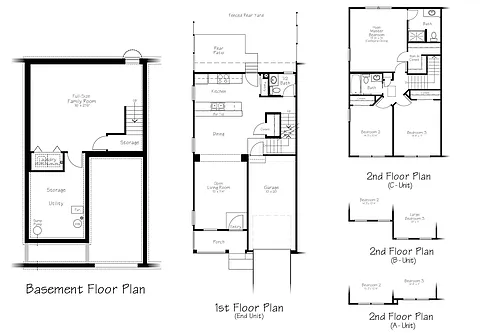Floor plan 3-Bedroom Townhome