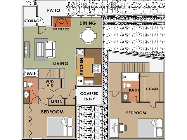 Floor plan Two Bedroom Two Bathroom Townhome