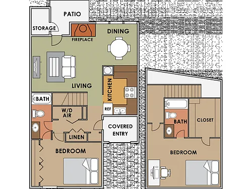 Floor plan Two Bedroom Two Bathroom Townhome