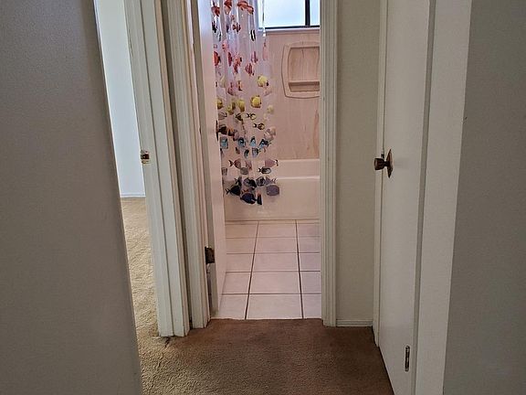 view of hall bath from entry