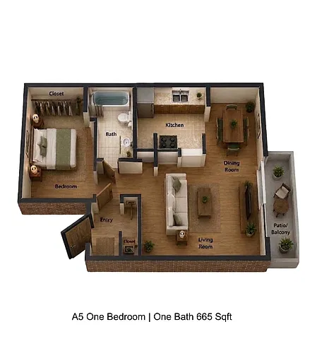 Floor plan 1 bedroom 1 bath