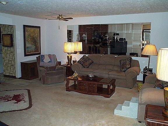 Living Room with woodburning fireplace 