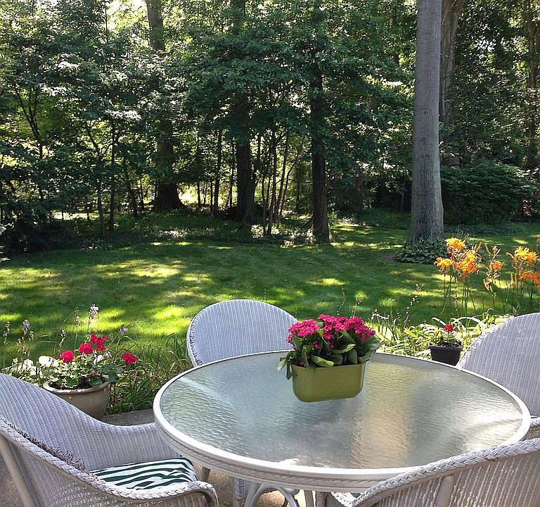 Landscaped back yard. 