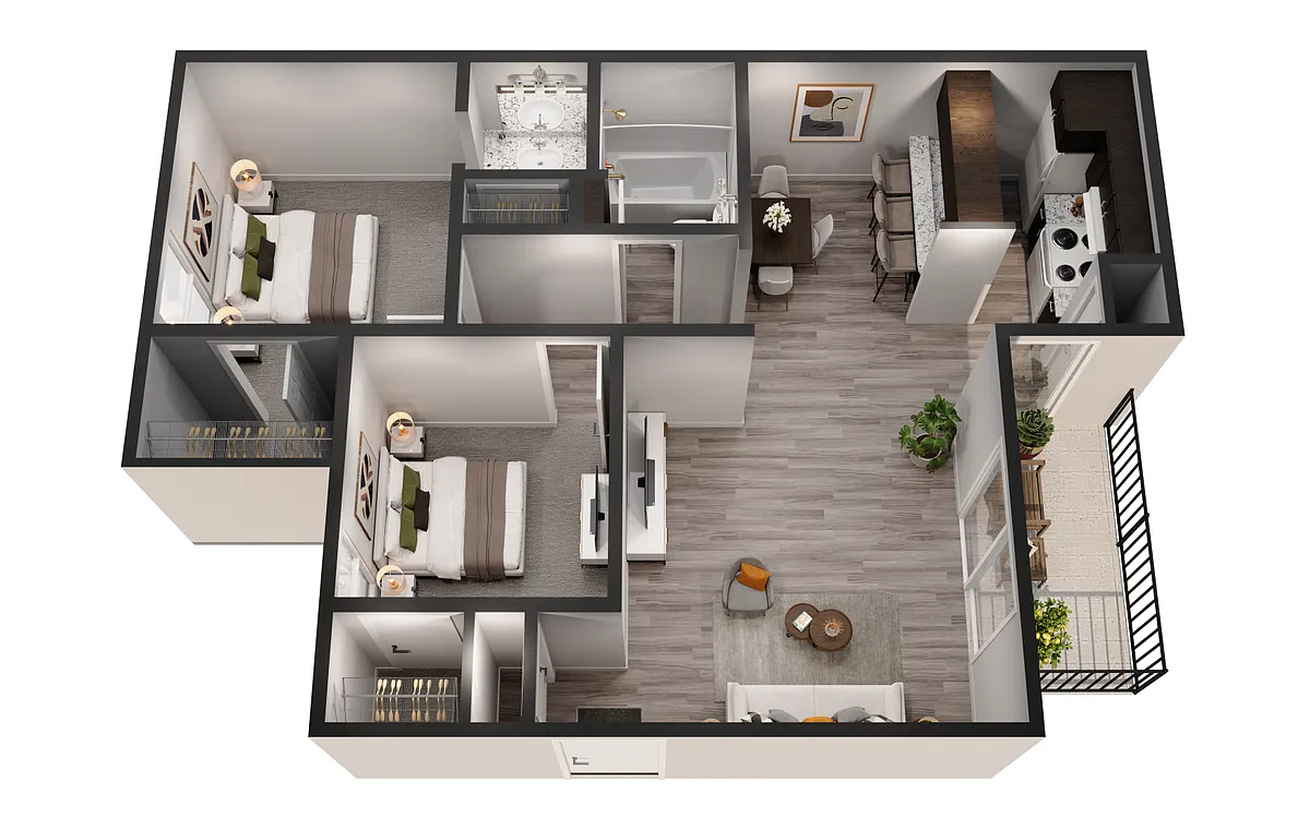 Floor plan Upgraded- 2 Bedroom 1 Bath