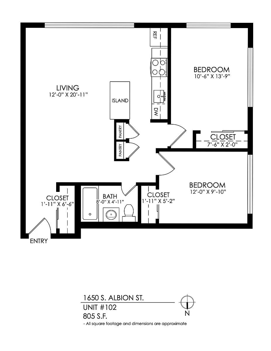 Floor plan 2 Bed 1 Bath