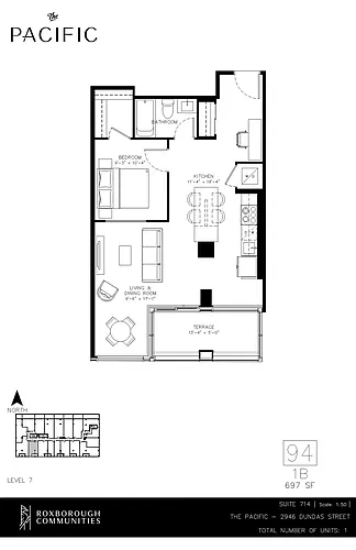 Floor plan 1 bedroom 1 bath 1 Bed 1 Bath 43