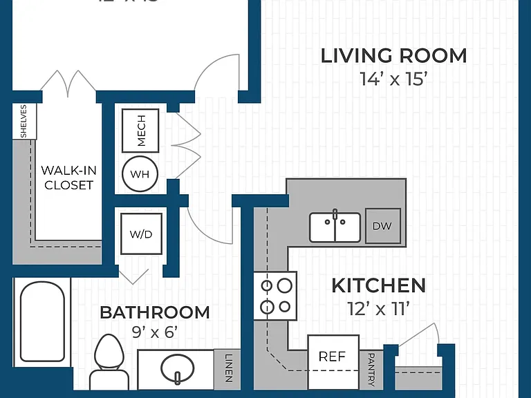 Floor Plan 1J | Seasons at River View | Apartments in Pleasant Prairie, WI Floor Plan 1J | Seasons at River View | Apartments in Pleasant Prairie, WI