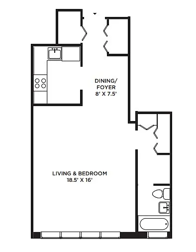 Floor plan Madison Towers- Studio - XLarge