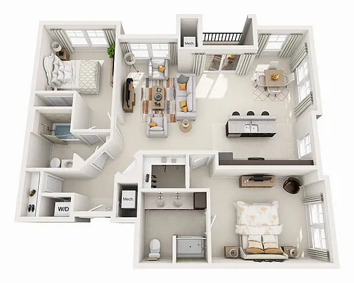 Floor plan Two Bedroom B2H