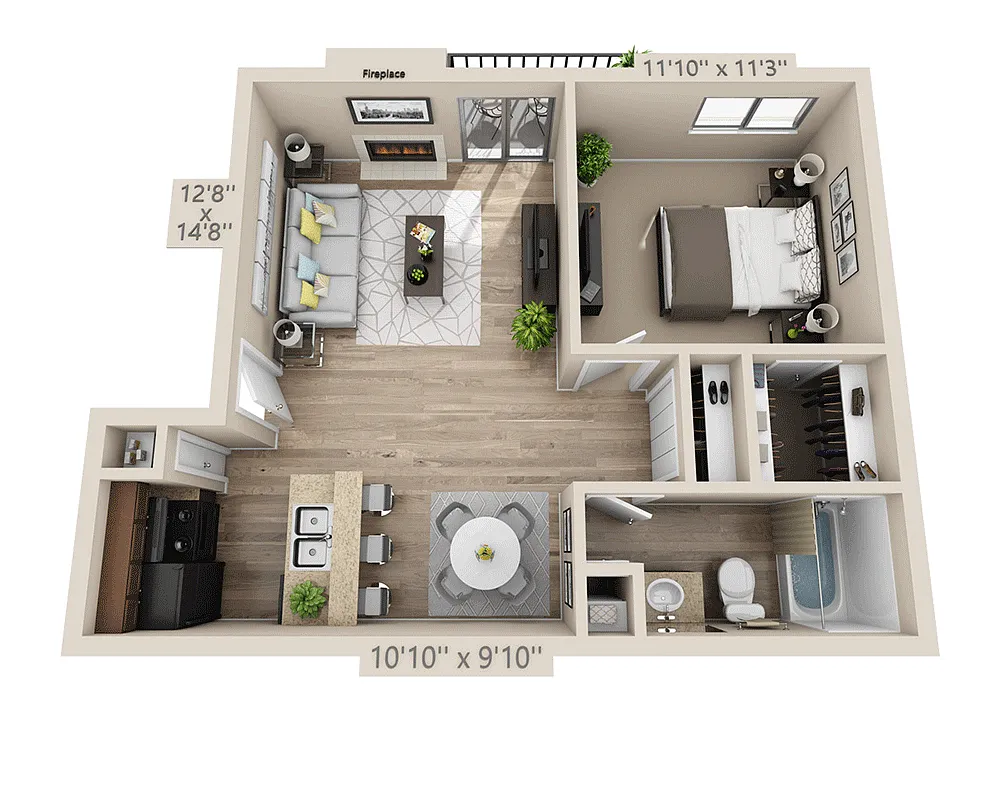 Floor plan One Bedroom A1BOW