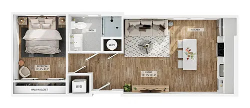 Floor plan 1BR/1BA - E2