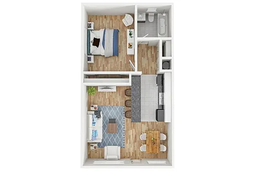 Floor plan 1 Bedroom 1 Bath - Cottages